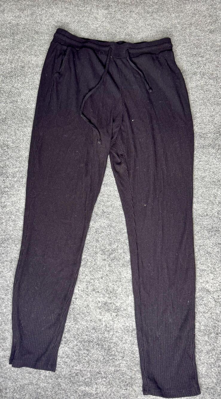 Express Pants Womens Medium Black Ribbed Knit Jogger Sweatpants Lounge Casual